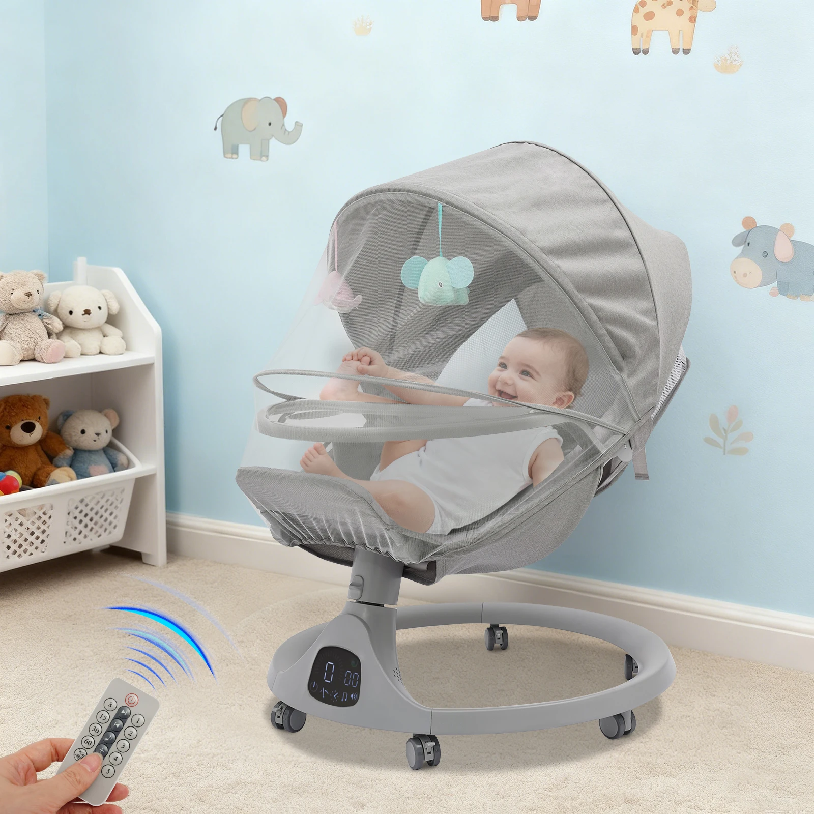 Bluetooth Baby Cradle for Toddlers Baby Strollers 20kg Load Bearing Capacity with Remote Control for Children Aged 0-18 Months