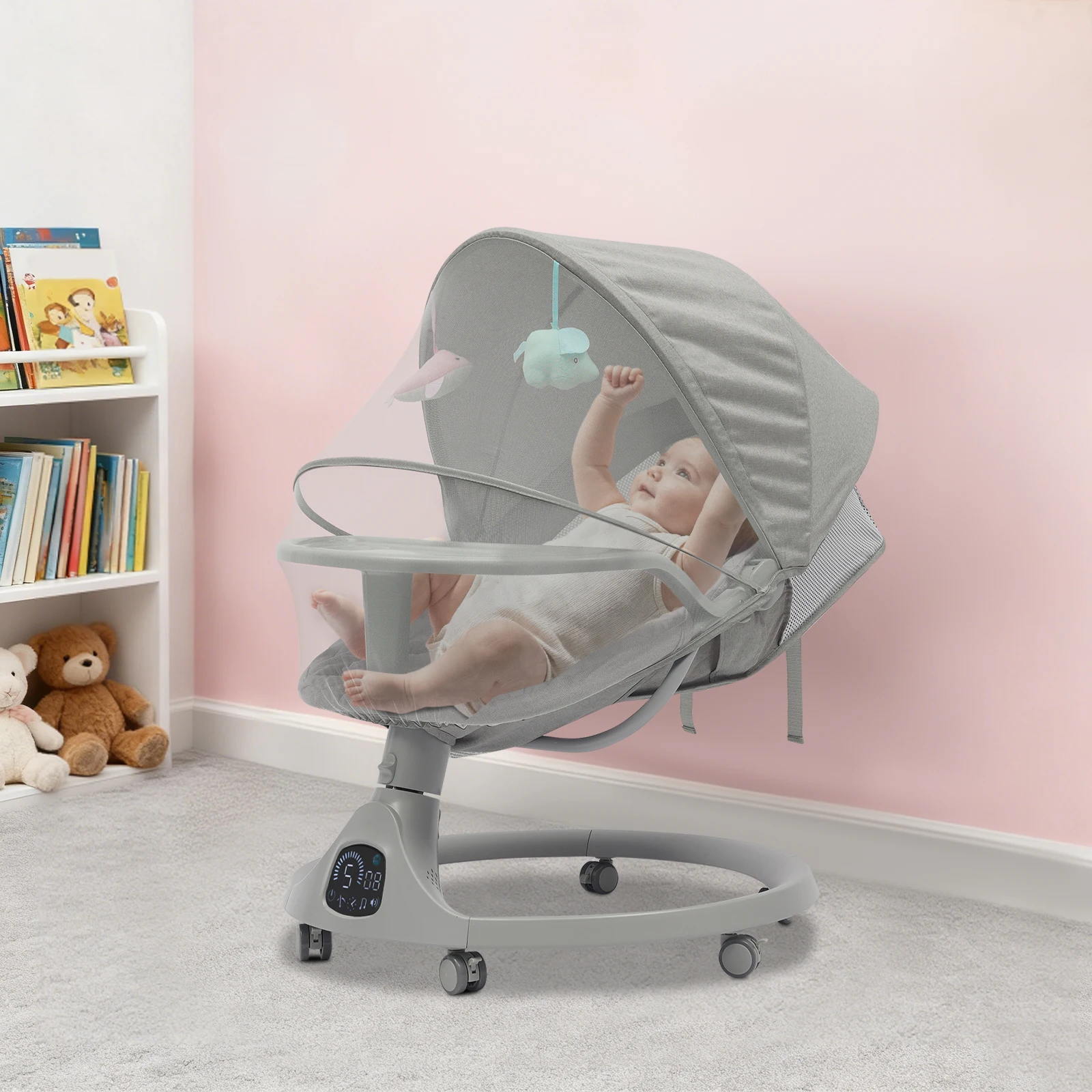 Bluetooth Baby Cradle for Toddlers Baby Strollers 20kg Load Bearing Capacity with Remote Control for Children Aged 0-18 Months