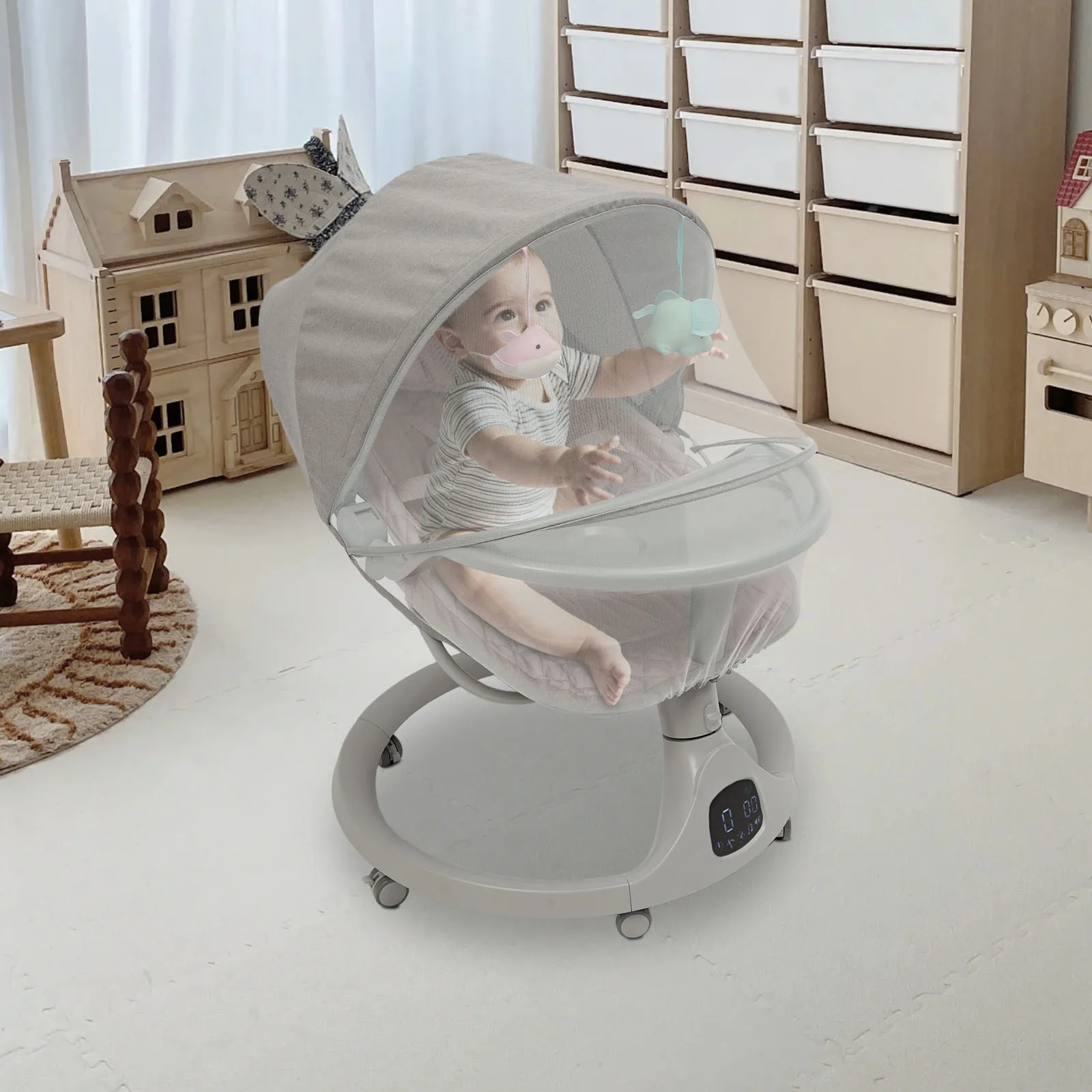 Bluetooth Baby Cradle for Toddlers Baby Strollers 20kg Load Bearing Capacity with Remote Control for Children Aged 0-18 Months