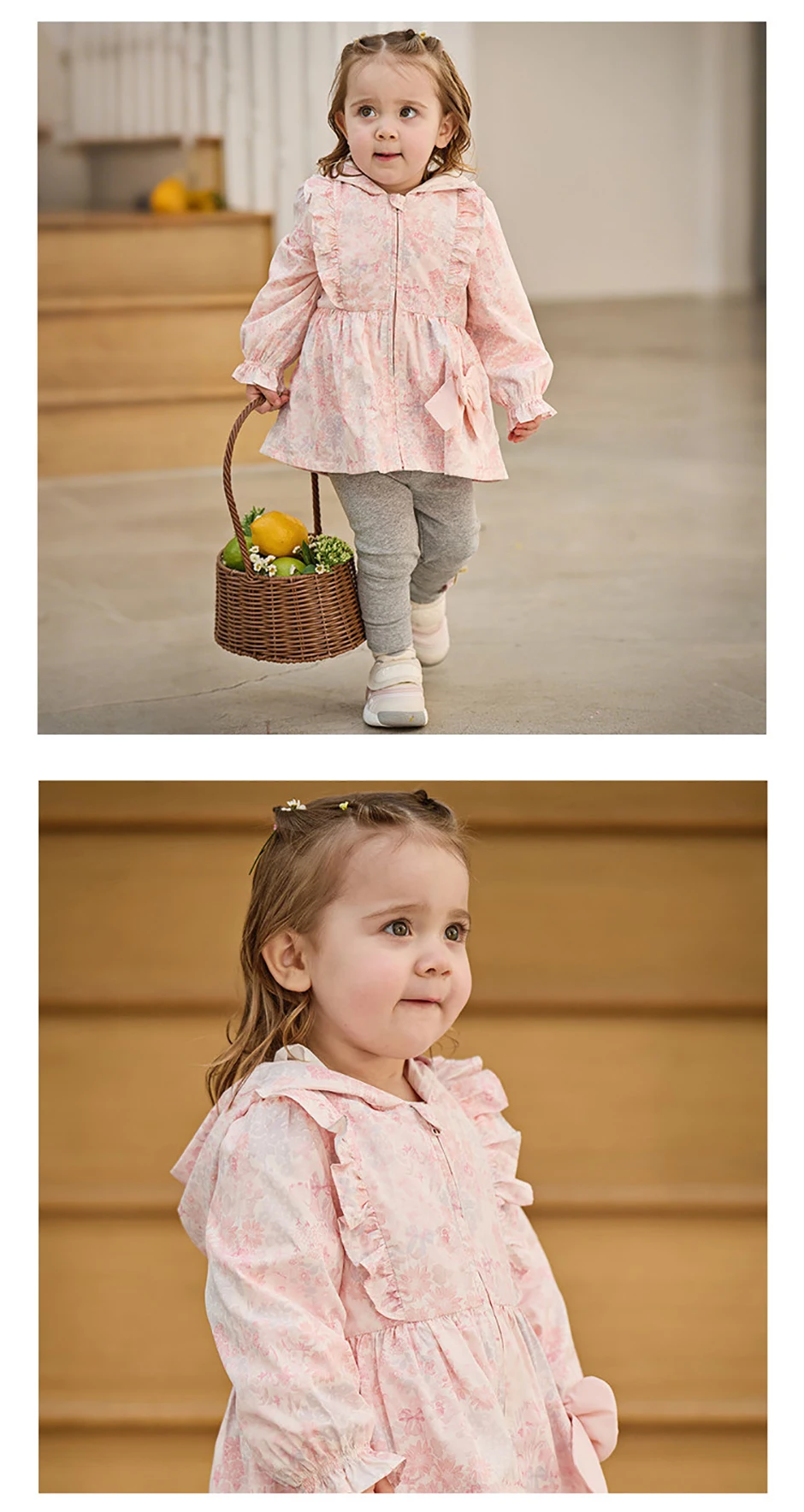 Dave Bella Waterproof Coats for Girls Autumn Spring Baby Flower Print Hooded Jacket Children Clothes Sweet Outerwear DB1260229