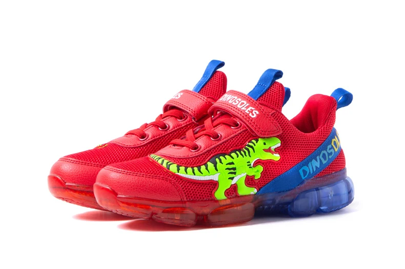 EXDINO T-REX LED 2-9Y Boys Spring Autumn Mesh Tennis Shoes Glowing Children's Kids Flashing Jelly Sole Light Up Casual Sneakers