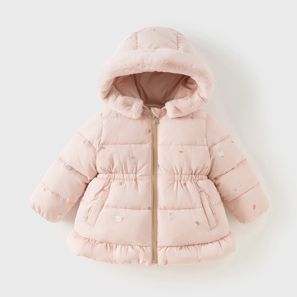 Dave Bella Girls Coat Autumn Winter Baby Velvet Hooded Fashion Overcoat Kids Thick Jacket Waterproof Children Clothing DB4254112