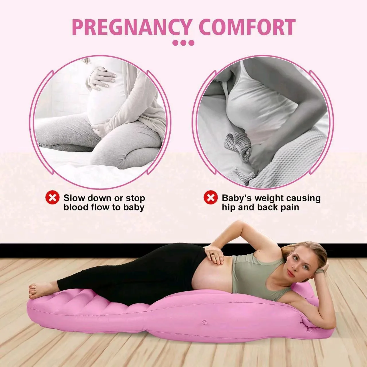 Multi functional Inflatable Maternity Bed Cushion Mattress with Hole for Pregnant Mommy Comfortable Yoga Mat Protective Portable
