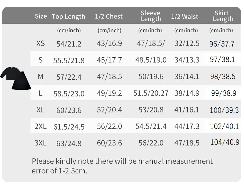 Summer Womens Shabbos Robe Long Sleeve Top and Maxi Skirt Black Ribbed Soft Material Star Button Decoration Adjustable Drawing