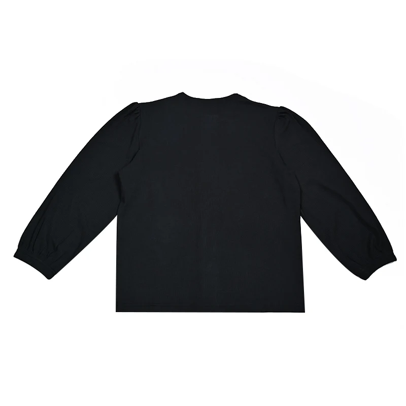 Summer Womens Shabbos Robe Long Sleeve Top and Maxi Skirt Black Ribbed Soft Material Star Button Decoration Adjustable Drawing