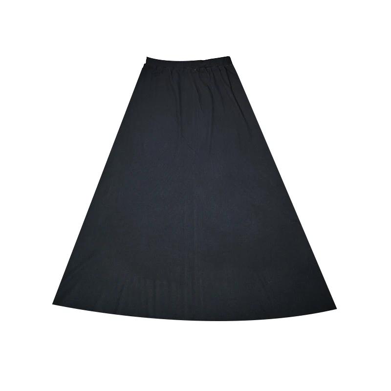 Summer Womens Shabbos Robe Long Sleeve Top and Maxi Skirt Black Ribbed Soft Material Star Button Decoration Adjustable Drawing
