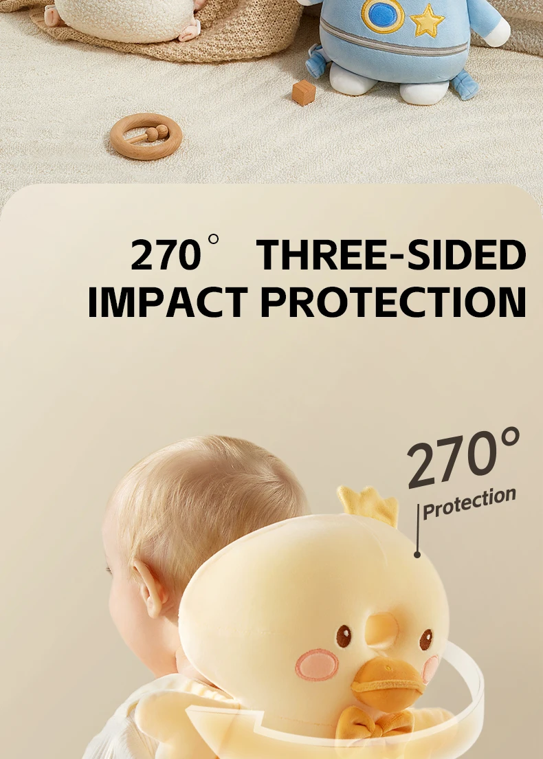 AIBEDILA 3-Sided Anti-Fall Safety Pad Cute Animal Baby Head Back Protector Pillow for Crawling Walking Toddlers 0-3T Gifts
