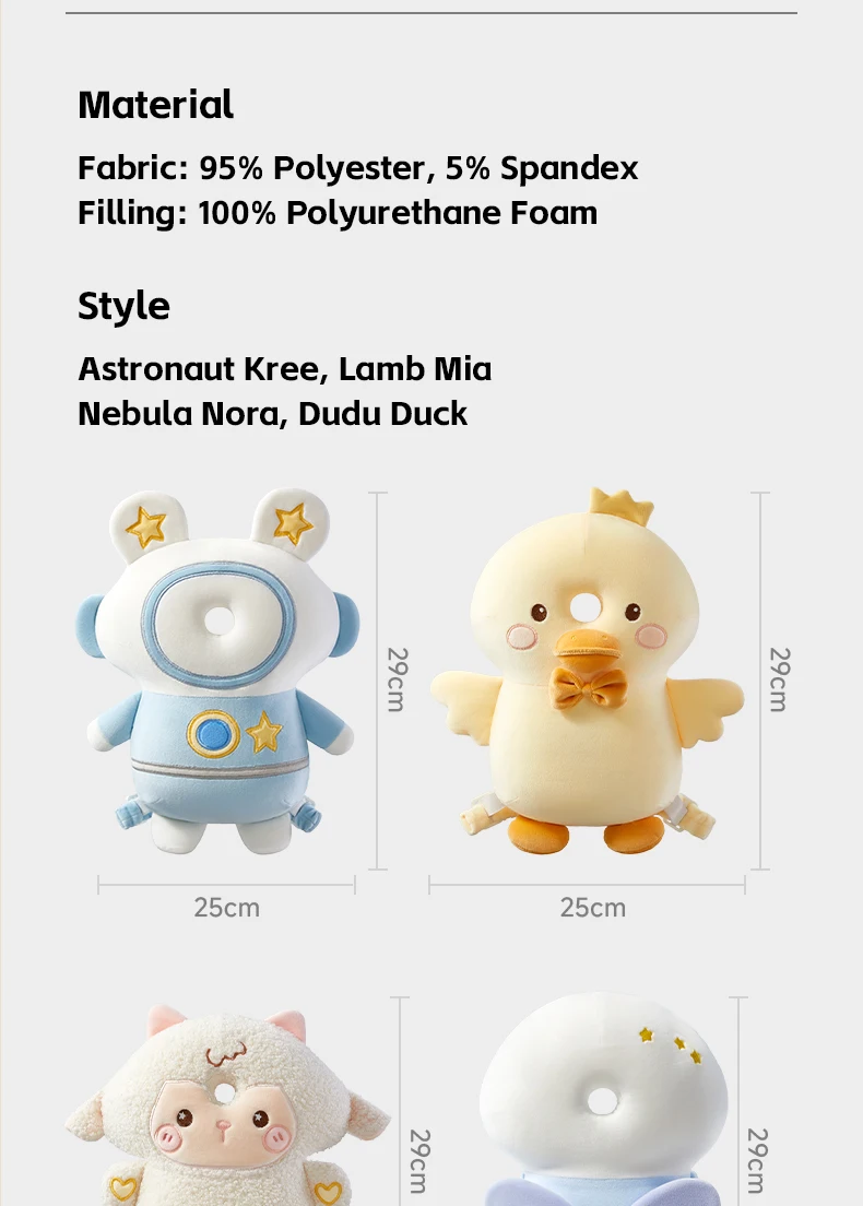 AIBEDILA 3-Sided Anti-Fall Safety Pad Cute Animal Baby Head Back Protector Pillow for Crawling Walking Toddlers 0-3T Gifts