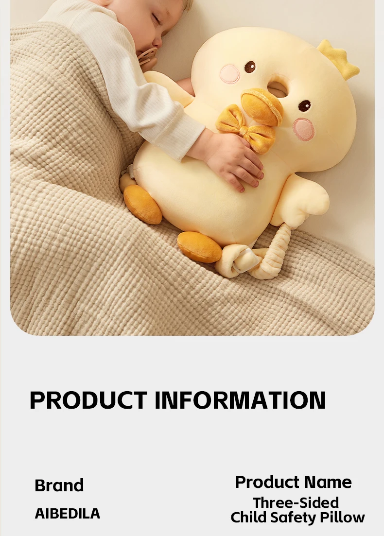 AIBEDILA 3-Sided Anti-Fall Safety Pad Cute Animal Baby Head Back Protector Pillow for Crawling Walking Toddlers 0-3T Gifts