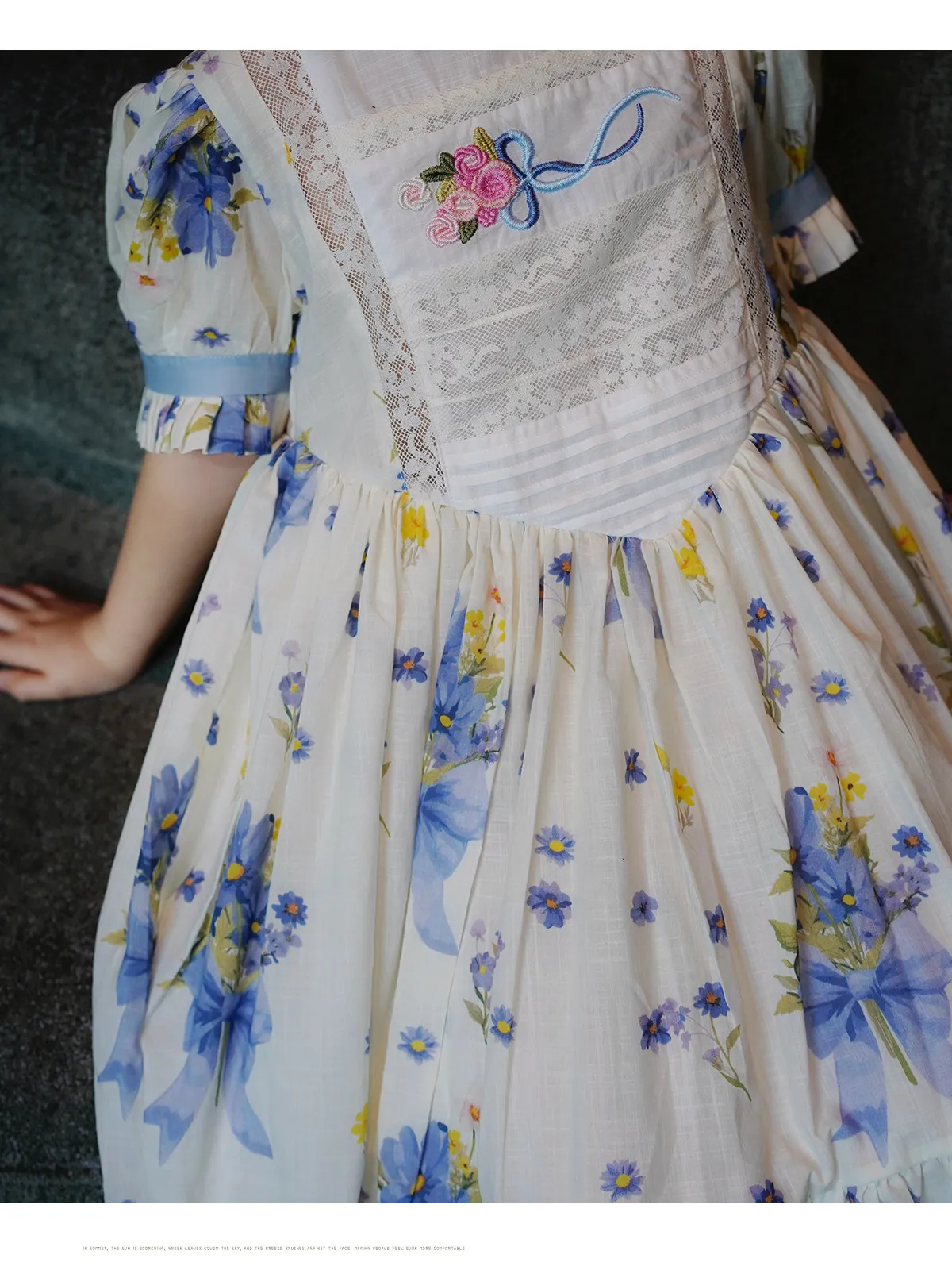 Sweet Girls 2026 New Summer Fashion High End Floral Embroidered Princess Dress Kids Lace Cotton Linen Soft Puff Sleeve Dresses