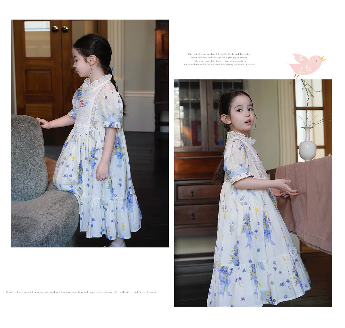 Sweet Girls 2026 New Summer Fashion High End Floral Embroidered Princess Dress Kids Lace Cotton Linen Soft Puff Sleeve Dresses