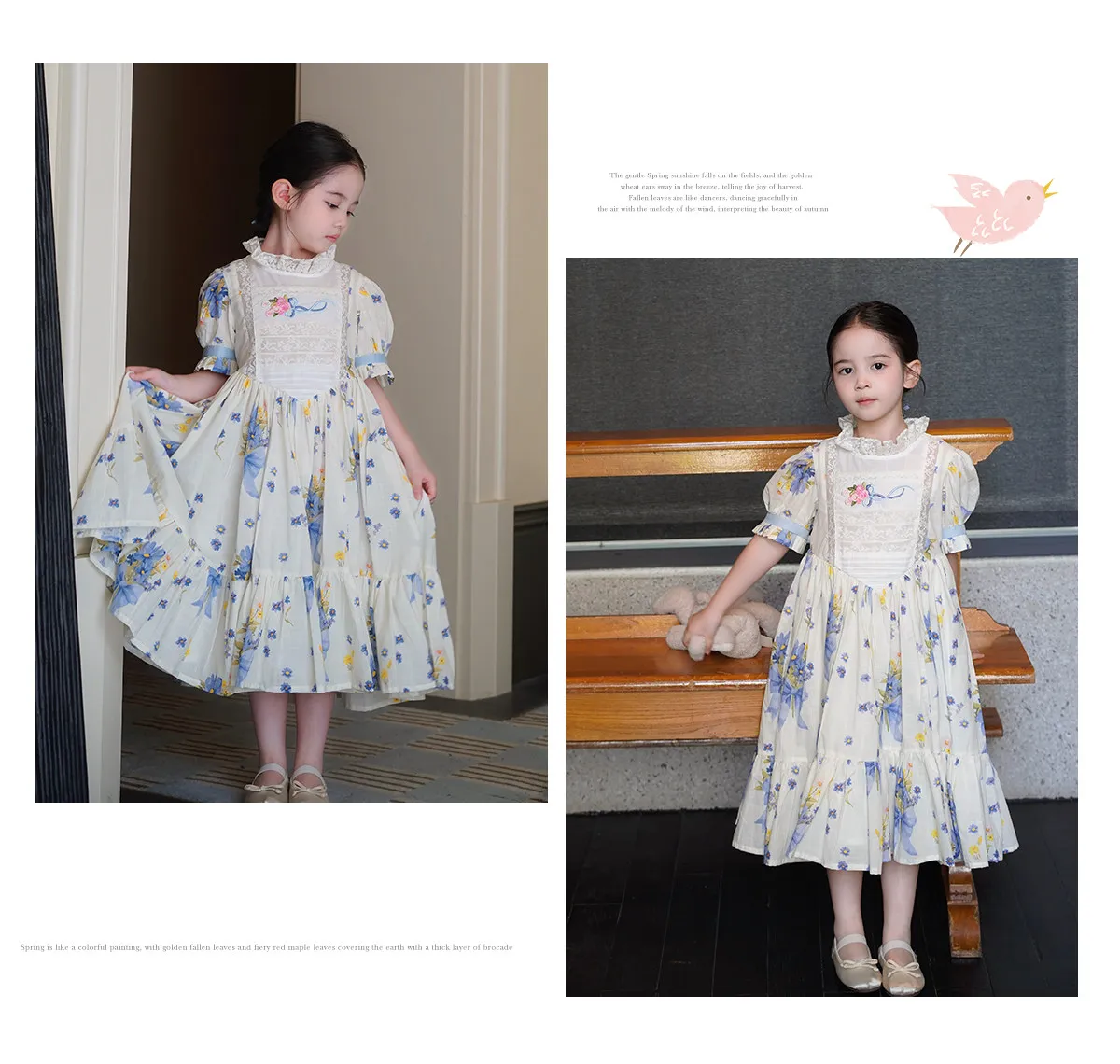 Sweet Girls 2026 New Summer Fashion High End Floral Embroidered Princess Dress Kids Lace Cotton Linen Soft Puff Sleeve Dresses