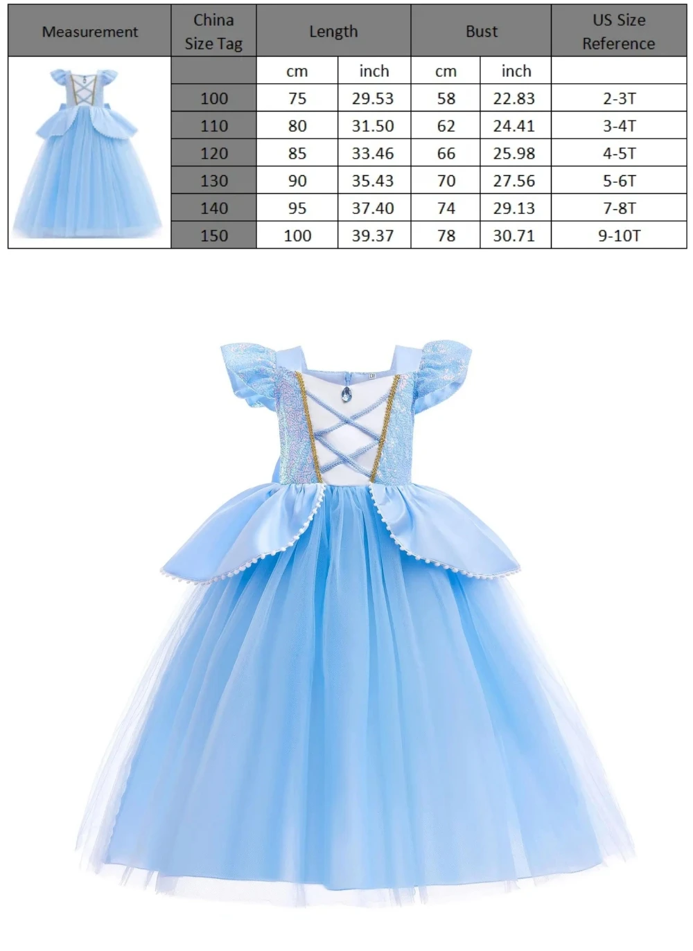Muababy Rapunzel Moana Elsa Anna Princess Dress Collection for Girls Holiday Halloween Carnival Party Outfit Kids Birthday Gifts
