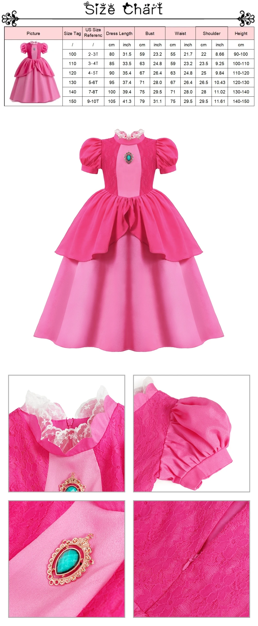 Muababy Rapunzel Moana Elsa Anna Princess Dress Collection for Girls Holiday Halloween Carnival Party Outfit Kids Birthday Gifts