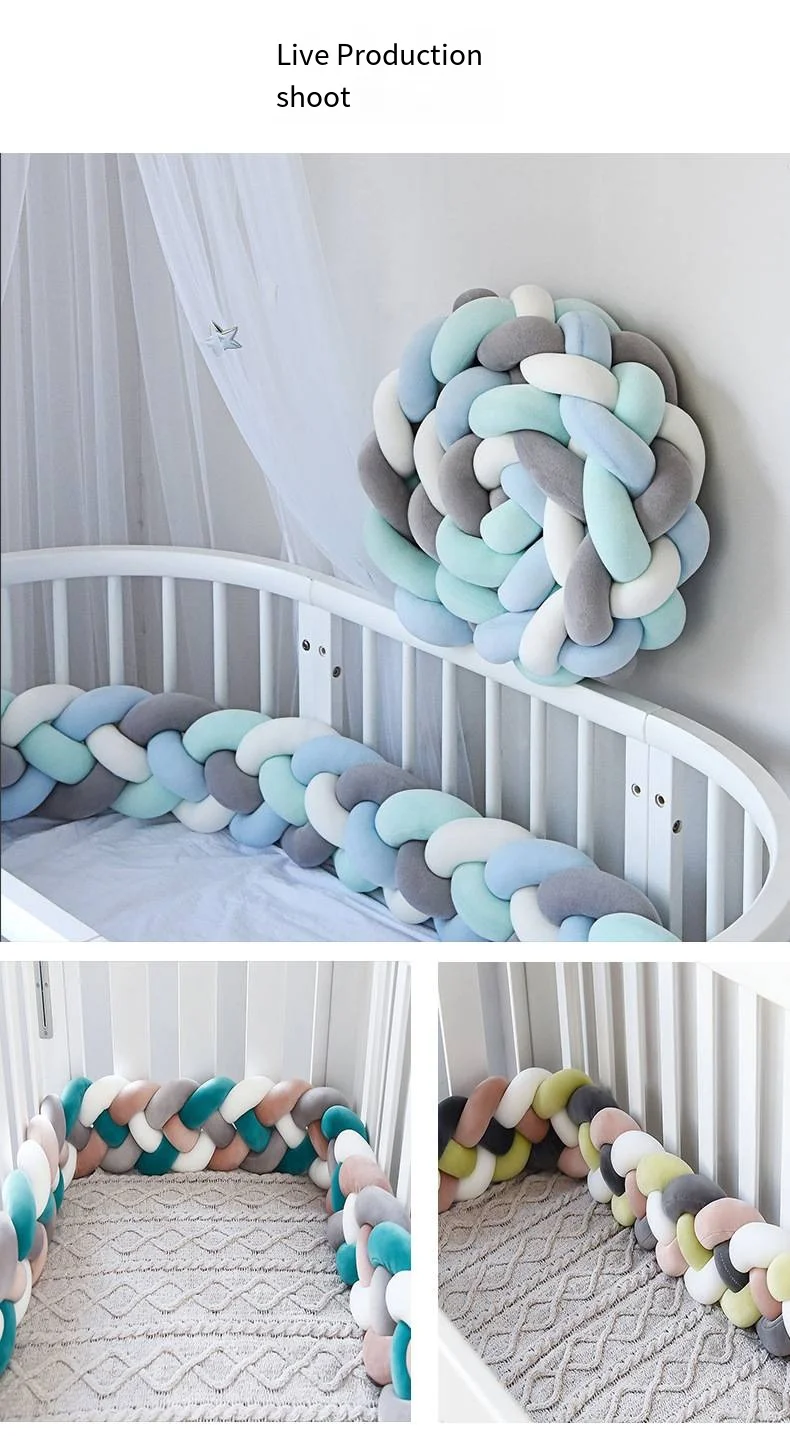 Four Share Bed Circumference for Infant Pillow Cushion Cradle Braid Crib Protector Baby Cot Guess Braid for Baby Bed 2M 2.5M 3M
