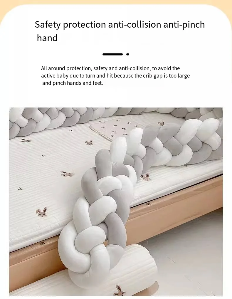 Four Share Bed Circumference for Infant Pillow Cushion Cradle Braid Crib Protector Baby Cot Guess Braid for Baby Bed 2M 2.5M 3M
