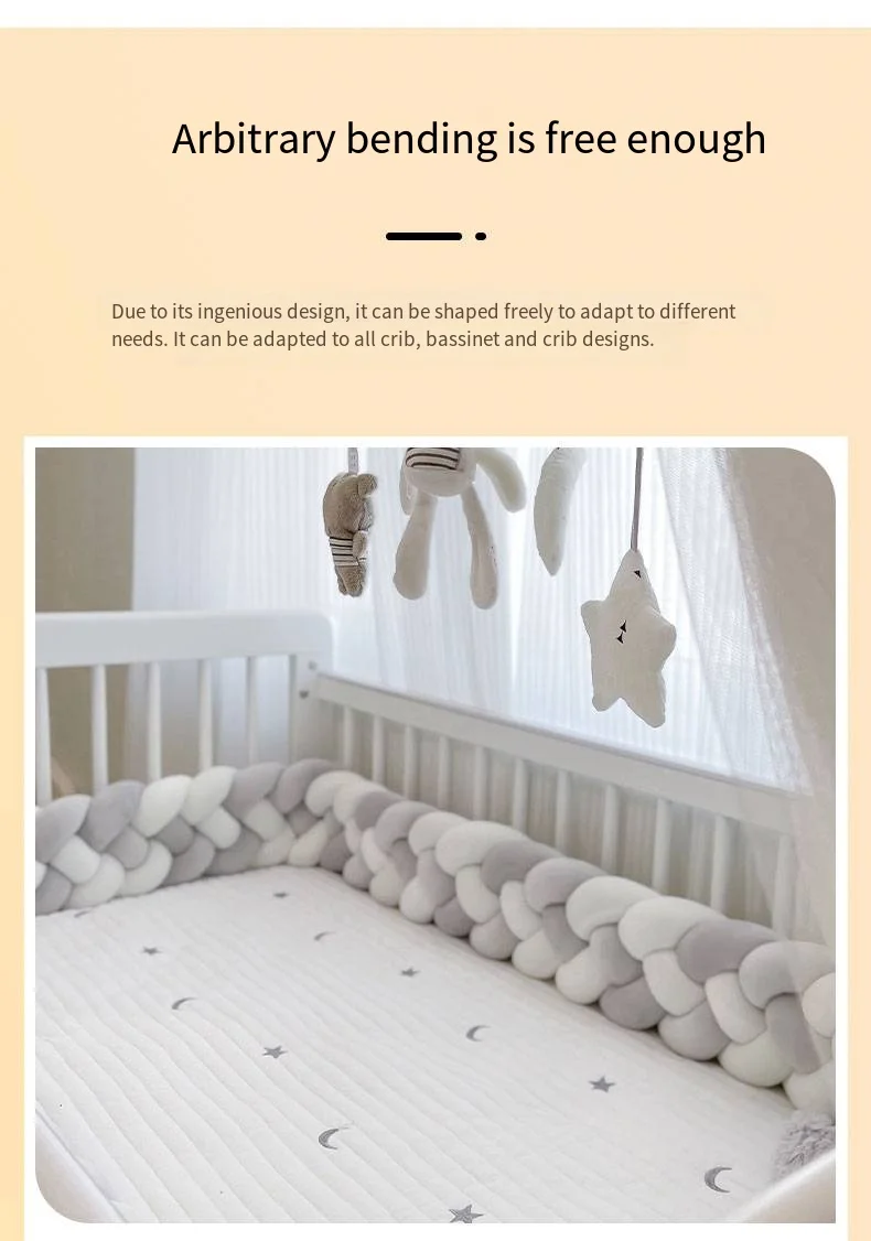 Four Share Bed Circumference for Infant Pillow Cushion Cradle Braid Crib Protector Baby Cot Guess Braid for Baby Bed 2M 2.5M 3M