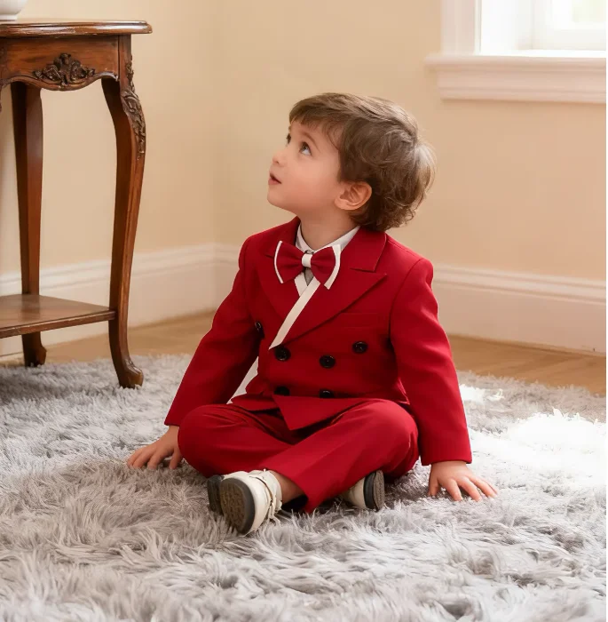 Little Kids White Jacket Vest Pants Bowtie Photography Suit Kids Birthday Wedding Dress Children Piano Host Performance Costume