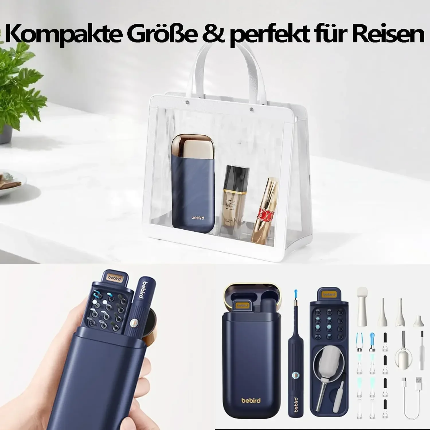 Upgraded ear wax removal kit with camera and light. Wireless flexible otoscope & visual tweezers, painless and portable for ear cleaning.