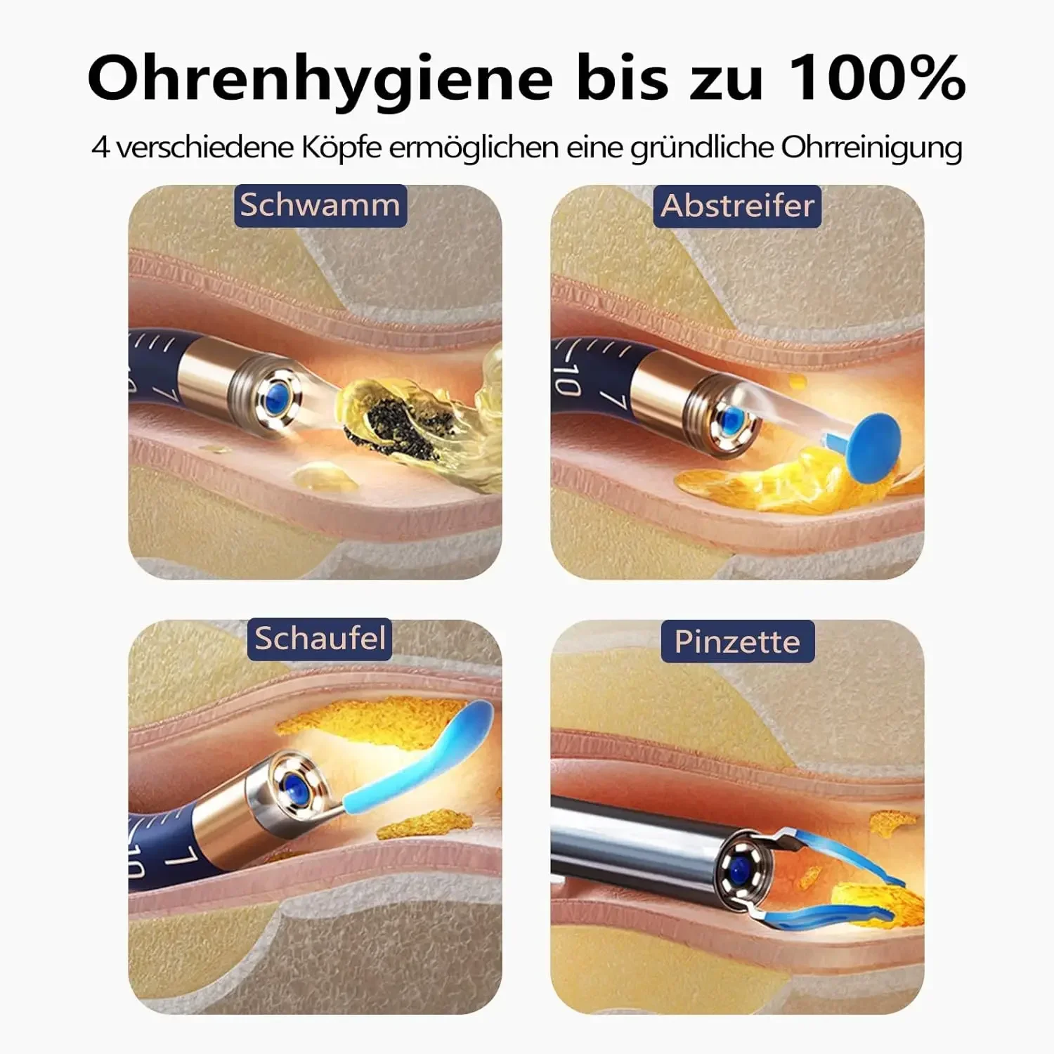 Upgraded ear wax removal kit with camera and light. Wireless flexible otoscope & visual tweezers, painless and portable for ear cleaning.