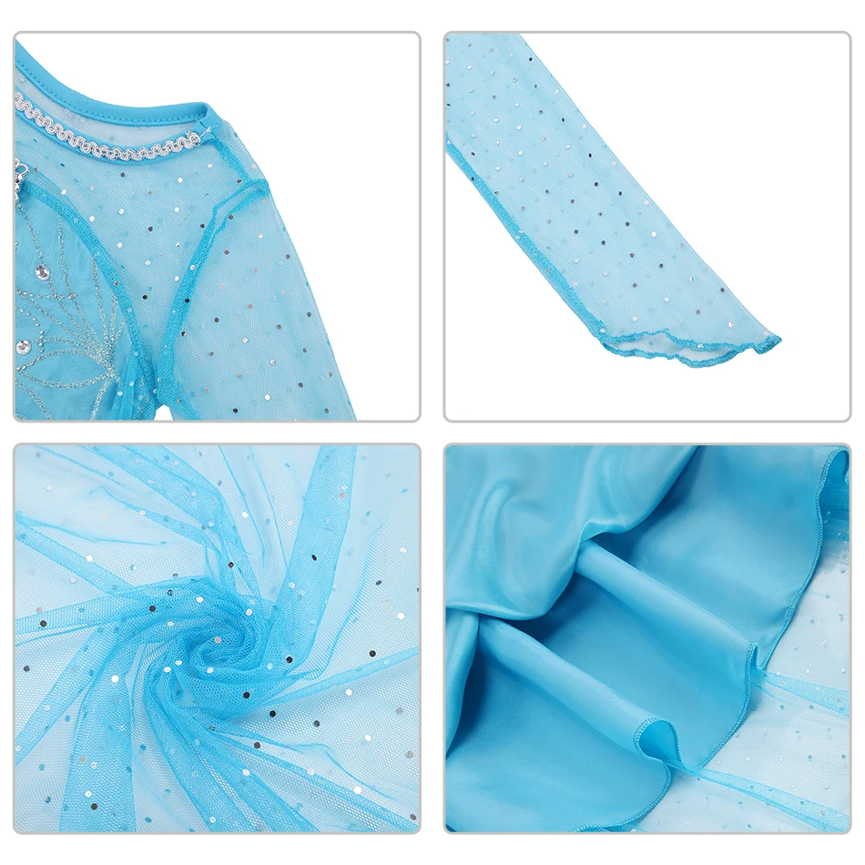 Muababy Frozen Sisters Crystal Tulle Dress for Girls Elsa & Anna Costume Holiday Birthday Carnival Pageant Outfit 2-8Y