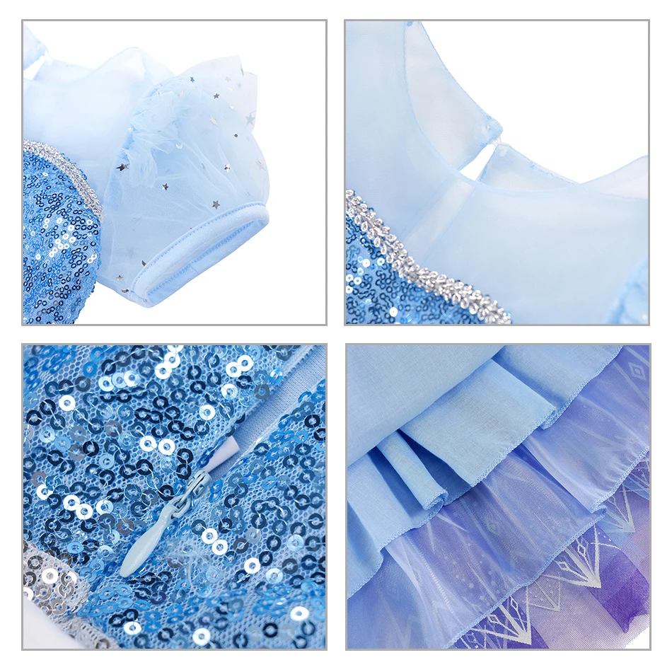 Muababy Frozen Sisters Crystal Tulle Dress for Girls Elsa & Anna Costume Holiday Birthday Carnival Pageant Outfit 2-8Y