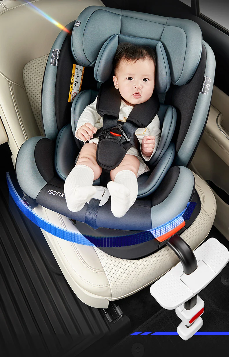 Baby Car Seat 40-150cm 360° Rotating ISOFIX Child Safety Seat with 5-Point Harness Top Tether Alarm Adjustable Headrest 4 Recline Positions Side Impact Protection Rear & Forward Facing for Infant Toddler Kids 0-12 Years