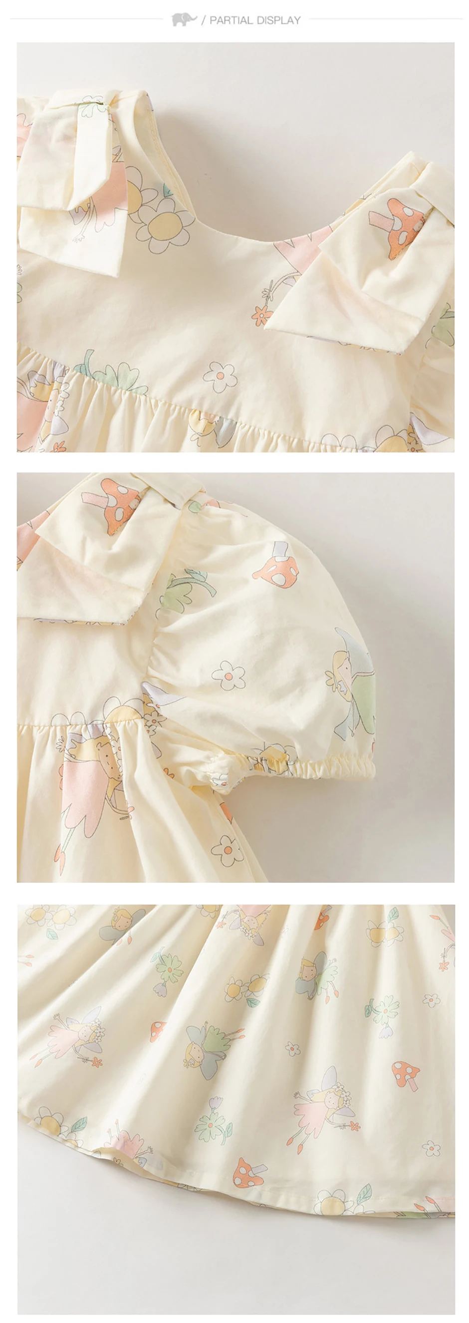 Dave Bella Girl Print Dress Summer Children Clothes Pure Cotton Short Sleeve Elegant Charm Baby Sweet Dresses Casual DB2262382