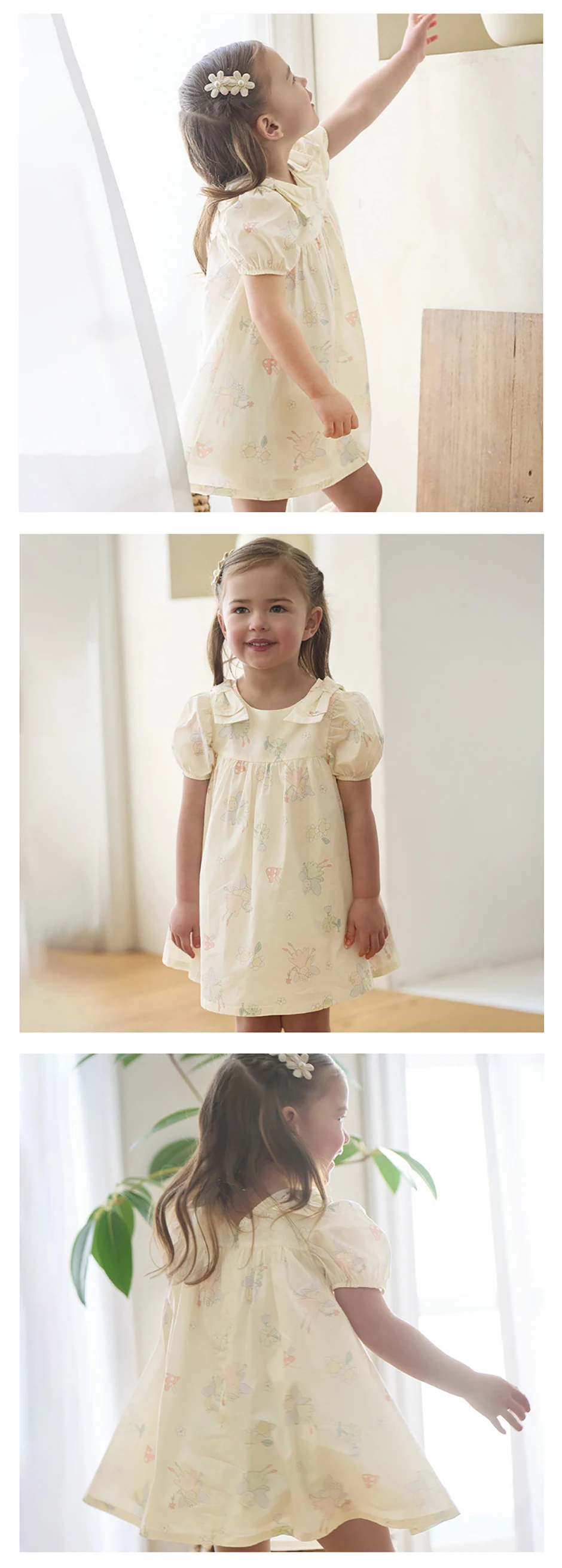 Dave Bella Girl Print Dress Summer Children Clothes Pure Cotton Short Sleeve Elegant Charm Baby Sweet Dresses Casual DB2262382