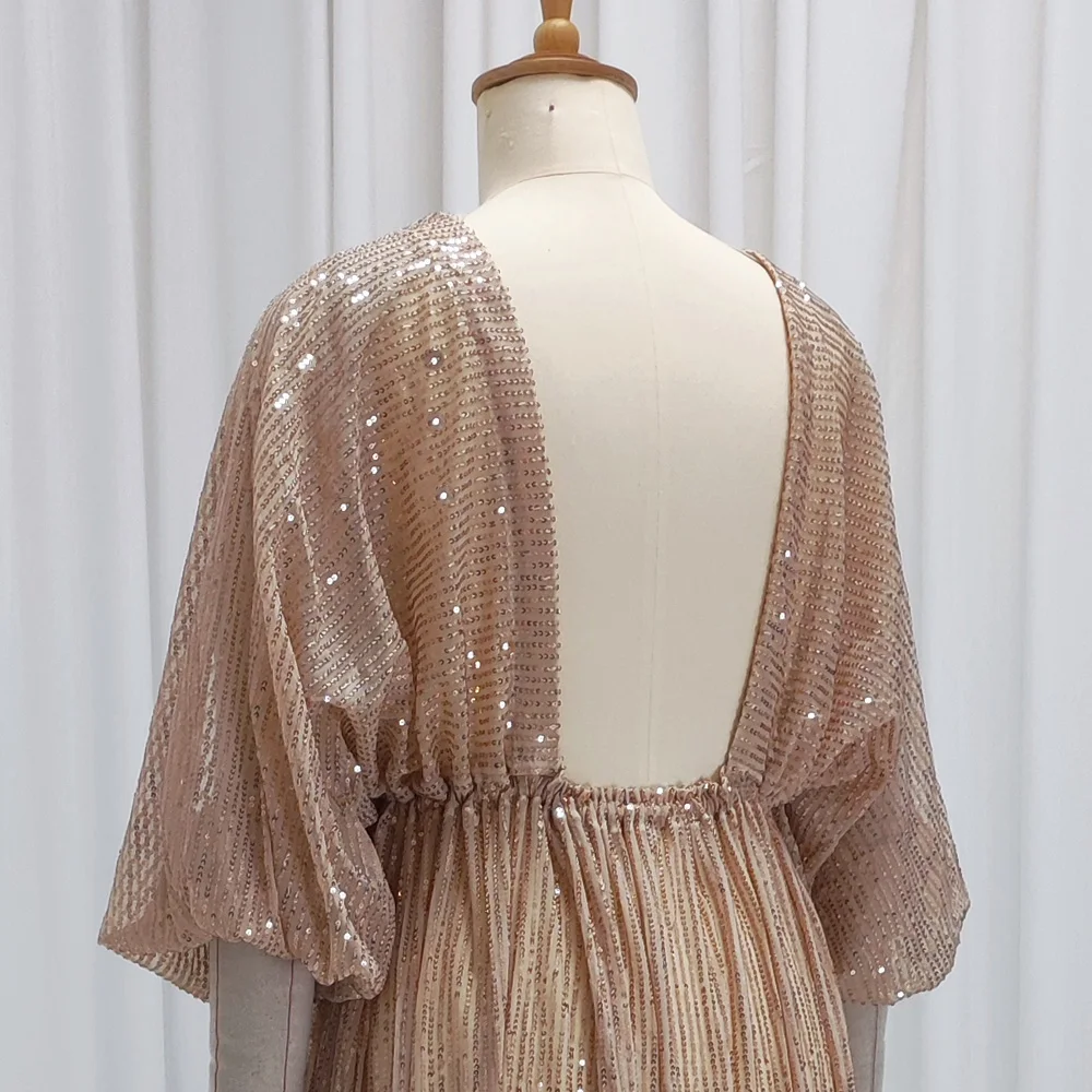  Elegant Vintage Sequin V-neck Backless Dress Maternity Photography Props Dress Bohemian Photo Shooting Pregnancy Dress