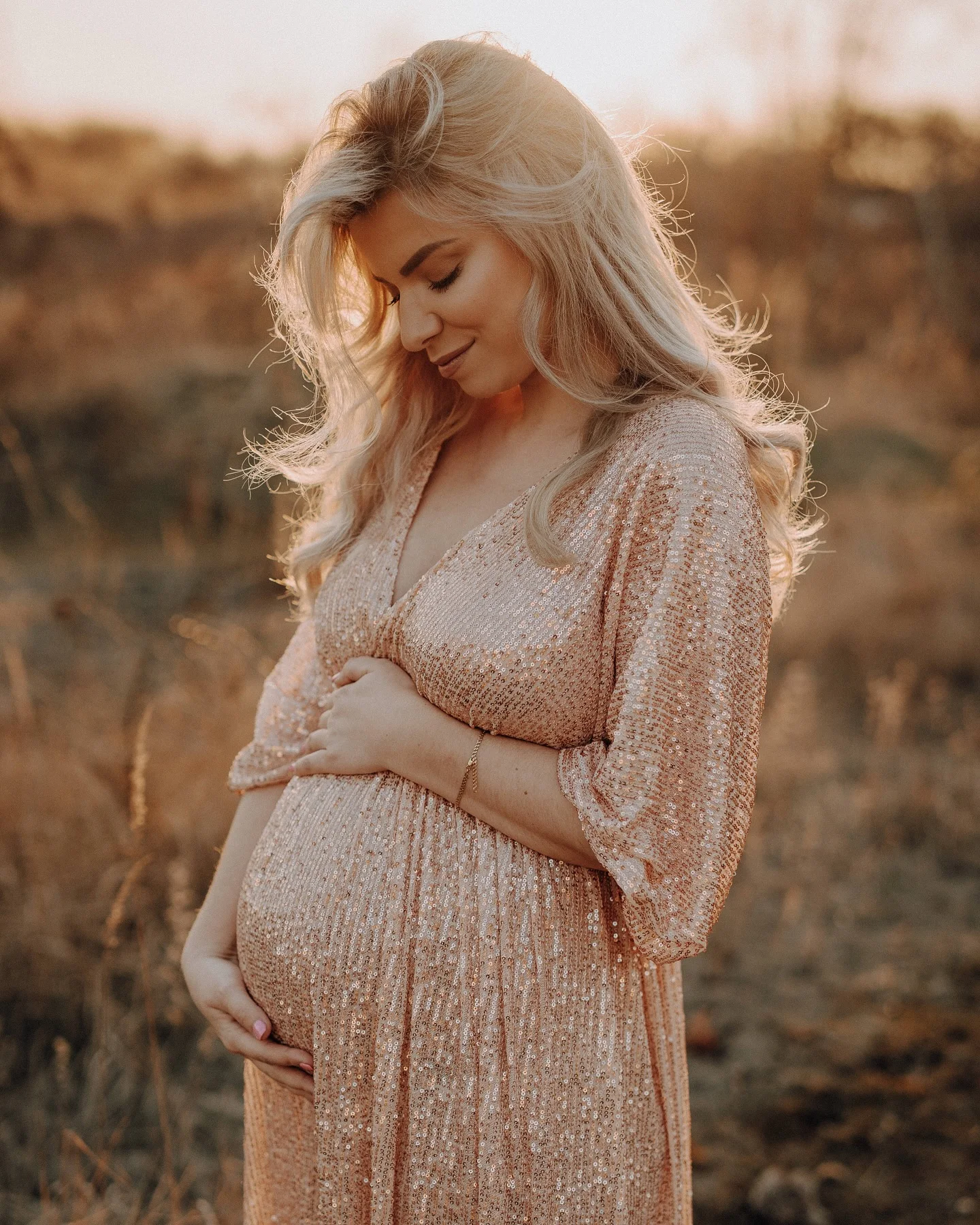  Elegant Vintage Sequin V-neck Backless Dress Maternity Photography Props Dress Bohemian Photo Shooting Pregnancy Dress