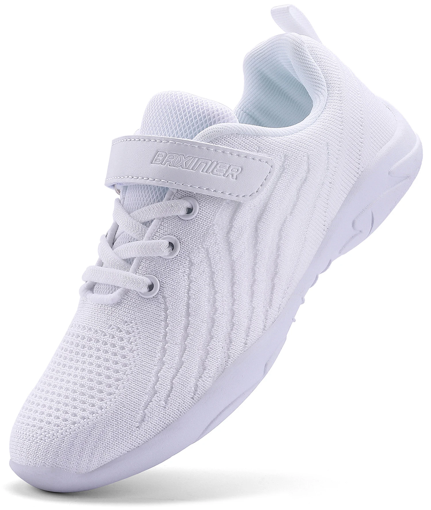 BAXINIER Kids Girls White Cheer Shoes Mesh Breathable Lightweight Training Dance Athletic Competition Cheerleading Sneakers