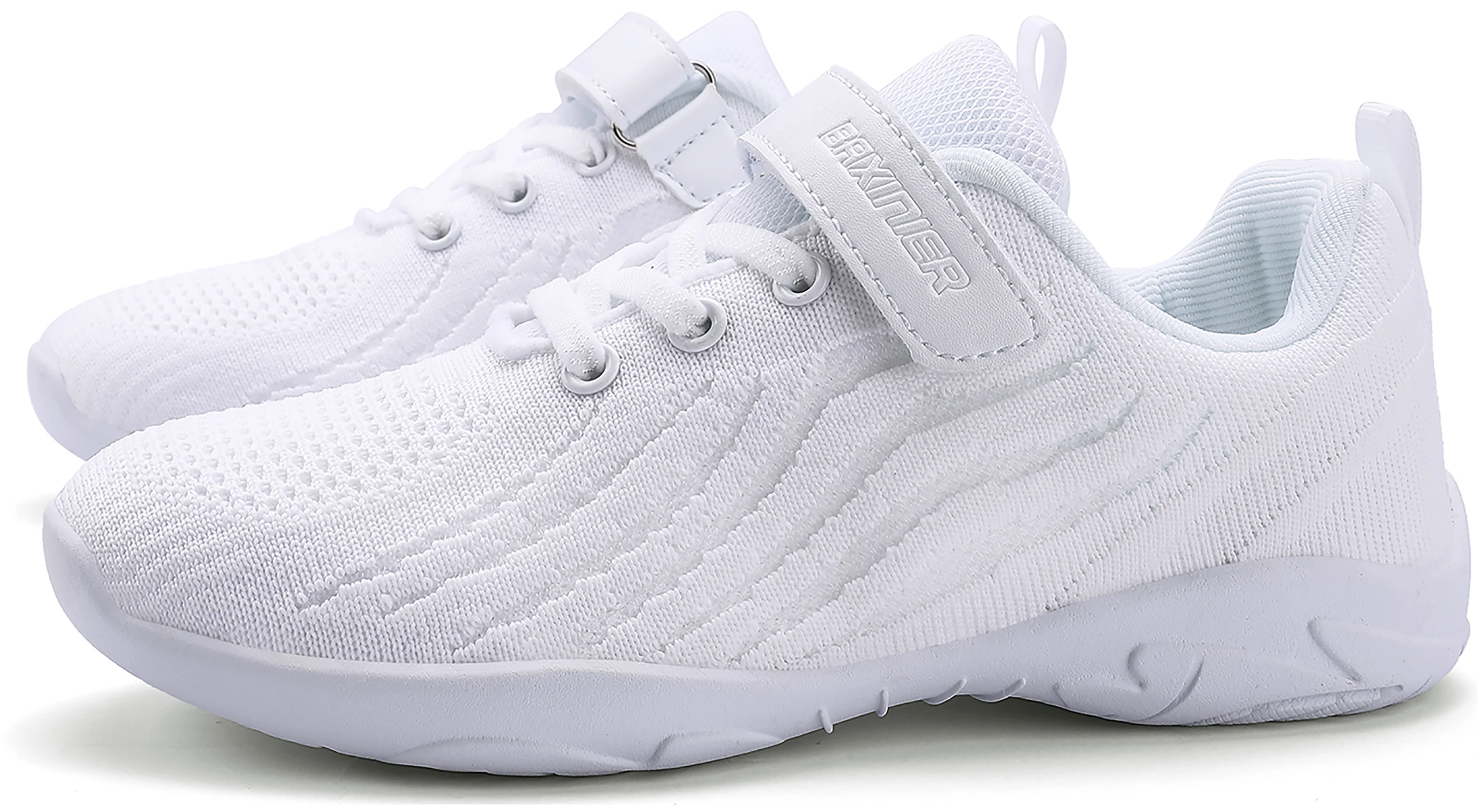 BAXINIER Kids Girls White Cheer Shoes Mesh Breathable Lightweight Training Dance Athletic Competition Cheerleading Sneakers