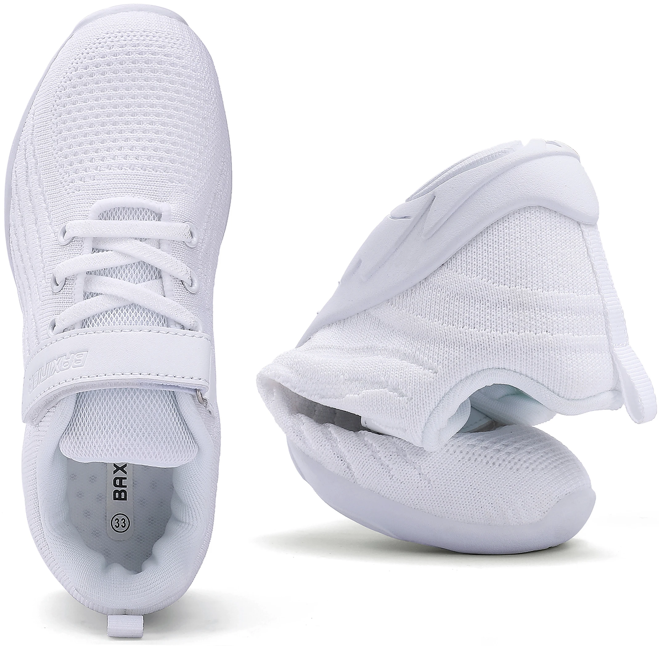 BAXINIER Kids Girls White Cheer Shoes Mesh Breathable Lightweight Training Dance Athletic Competition Cheerleading Sneakers