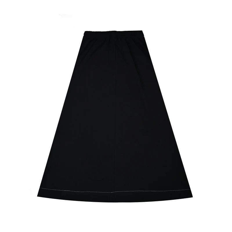 Youth Set Navy and Black Sweatshirt and Maxi Skirt Suit Long Sleeve Contrast Stitches and Zipper French Terry Fabric for Spring