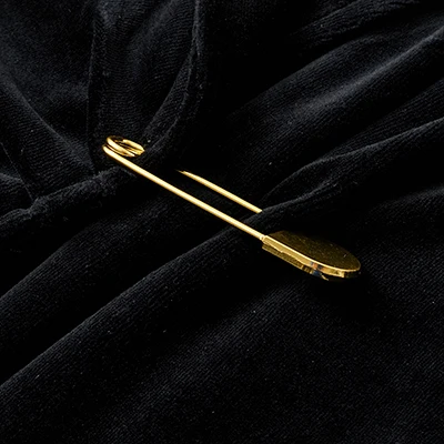 Children Girls Teens Sleeveless Maxi Dress Black Velour Robe Front with Gold Safety Pin Decoration New Fall Design