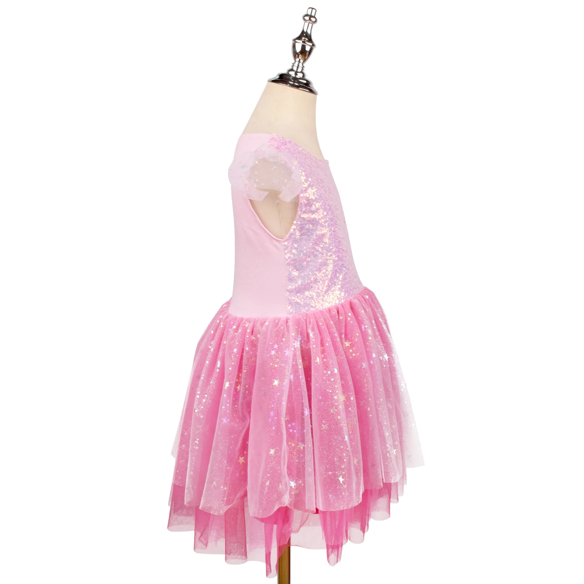 Glitter Mesh Doll Character Layered Tutu Dress Toddler Sweet Princess Outfit Ideal for School Holiday Birthday Celebration Wear