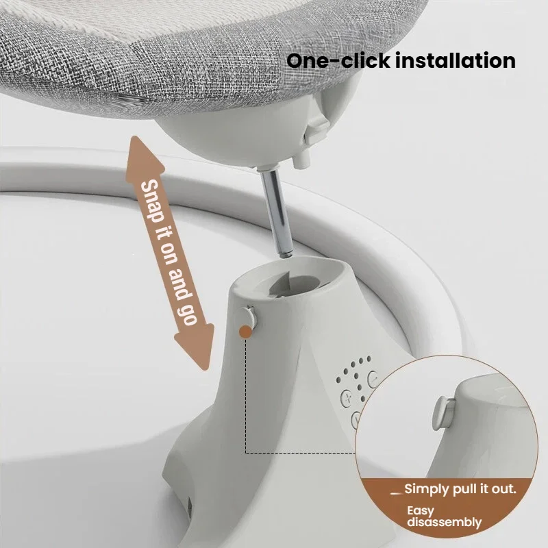 Smart Bouncer Electric Baby Rocker and Infant Swing with Bluetooth Music, Automatic 5-Speed Motion Soothing Sleep Pod, Bionic Ergonomic Newborn Cradle Seat with Foldable Mosquito Net Blackout Canopy and Hanging Plush Toys