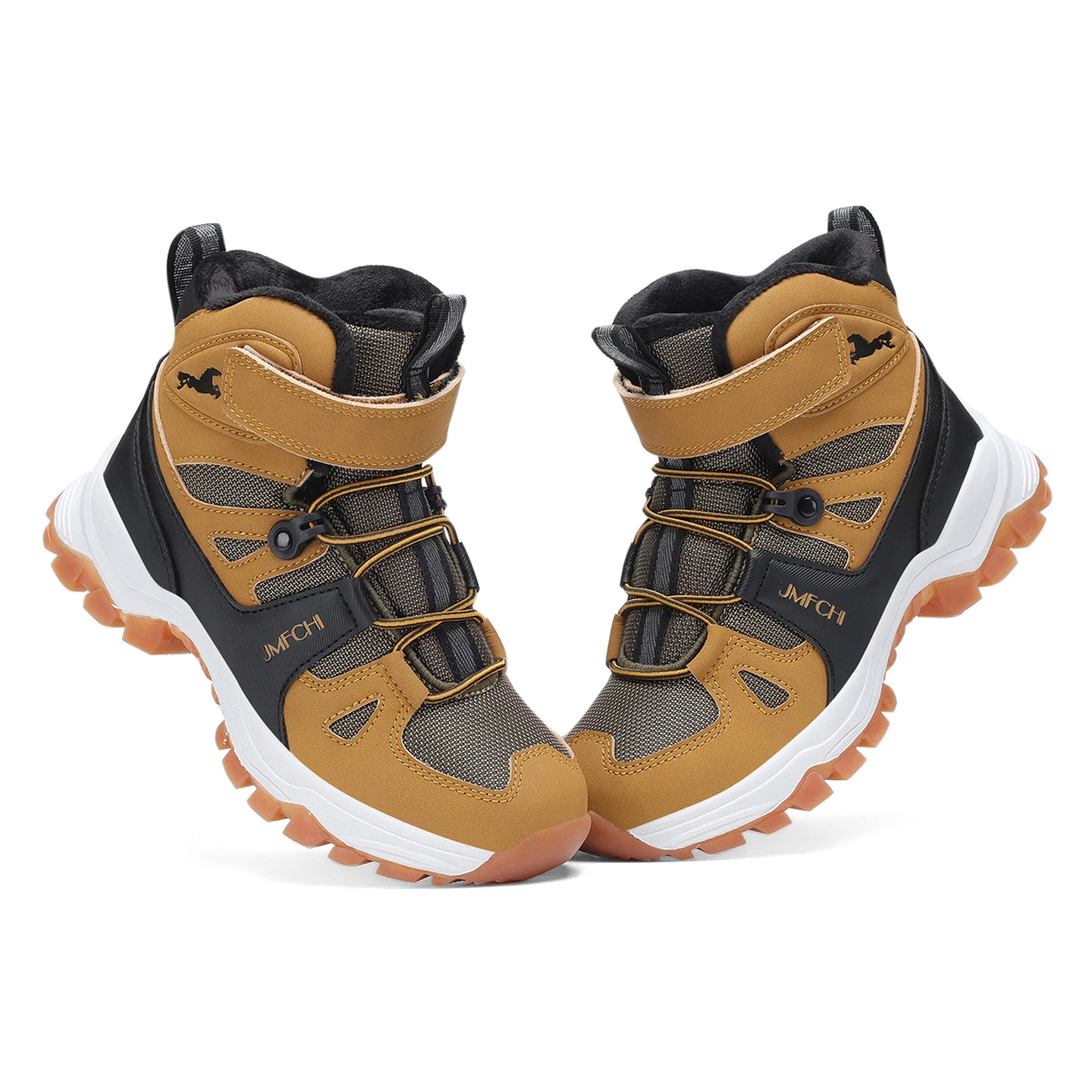 JMFCHI Kids Snow Boots Waterproof Winter Hiking Boots Warm Fur Lined Slip Resistant Outdoor Boots for Boys And Girls
