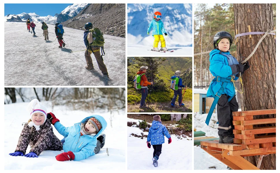 JMFCHI Kids Snow Boots Waterproof Winter Hiking Boots Warm Fur Lined Slip Resistant Outdoor Boots for Boys And Girls