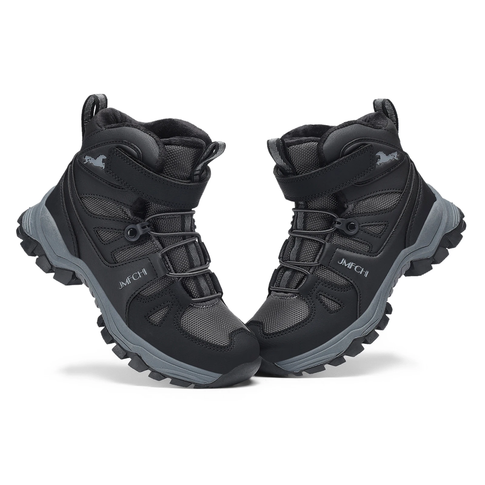 JMFCHI Kids Snow Boots Waterproof Winter Hiking Boots Warm Fur Lined Slip Resistant Outdoor Boots for Boys And Girls