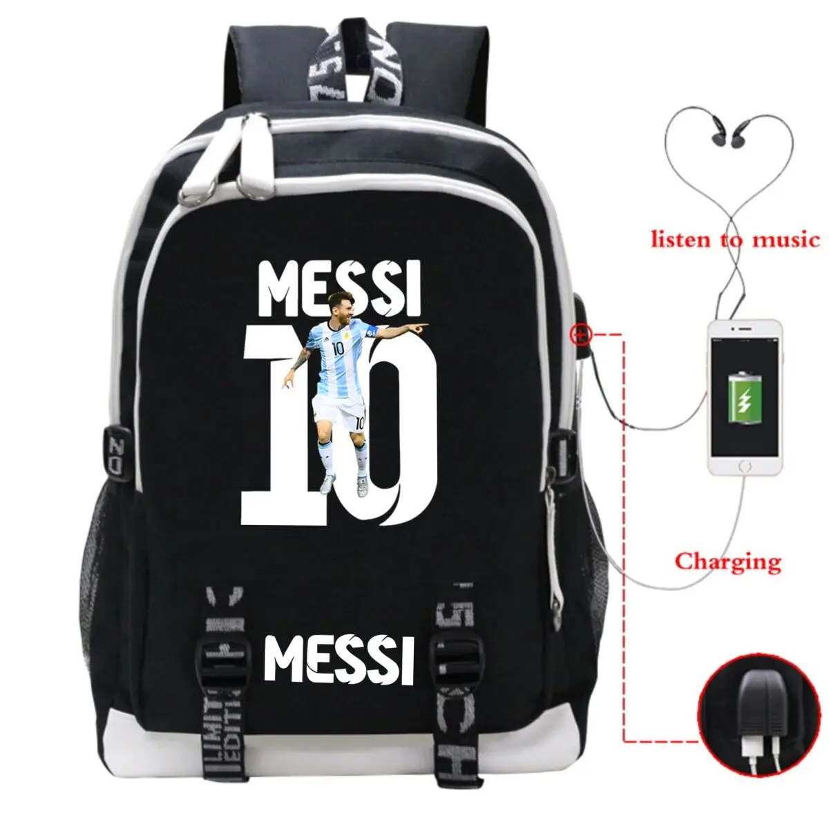 2026 New Football Star Fashion Women Men Backpacks Casual Shoulders Bag USB Charging Teenager Boys Girls Laptop Backpack