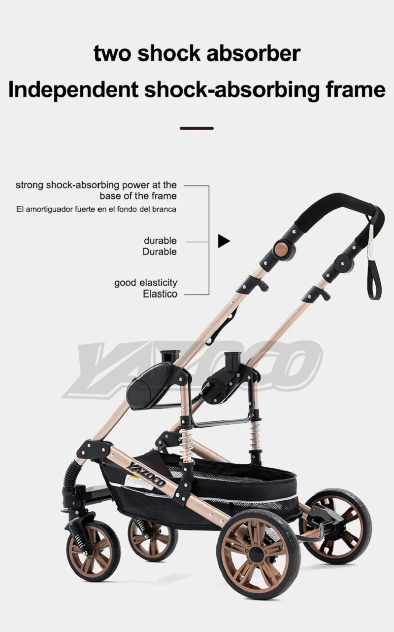 Multi-Function 3-in-1 Infant Travel Stroller Pram, Reversible Push Handle, Lightweight Aluminium Frame, Easy One-Click Fold Baby Cart For Daily Walking & Trip