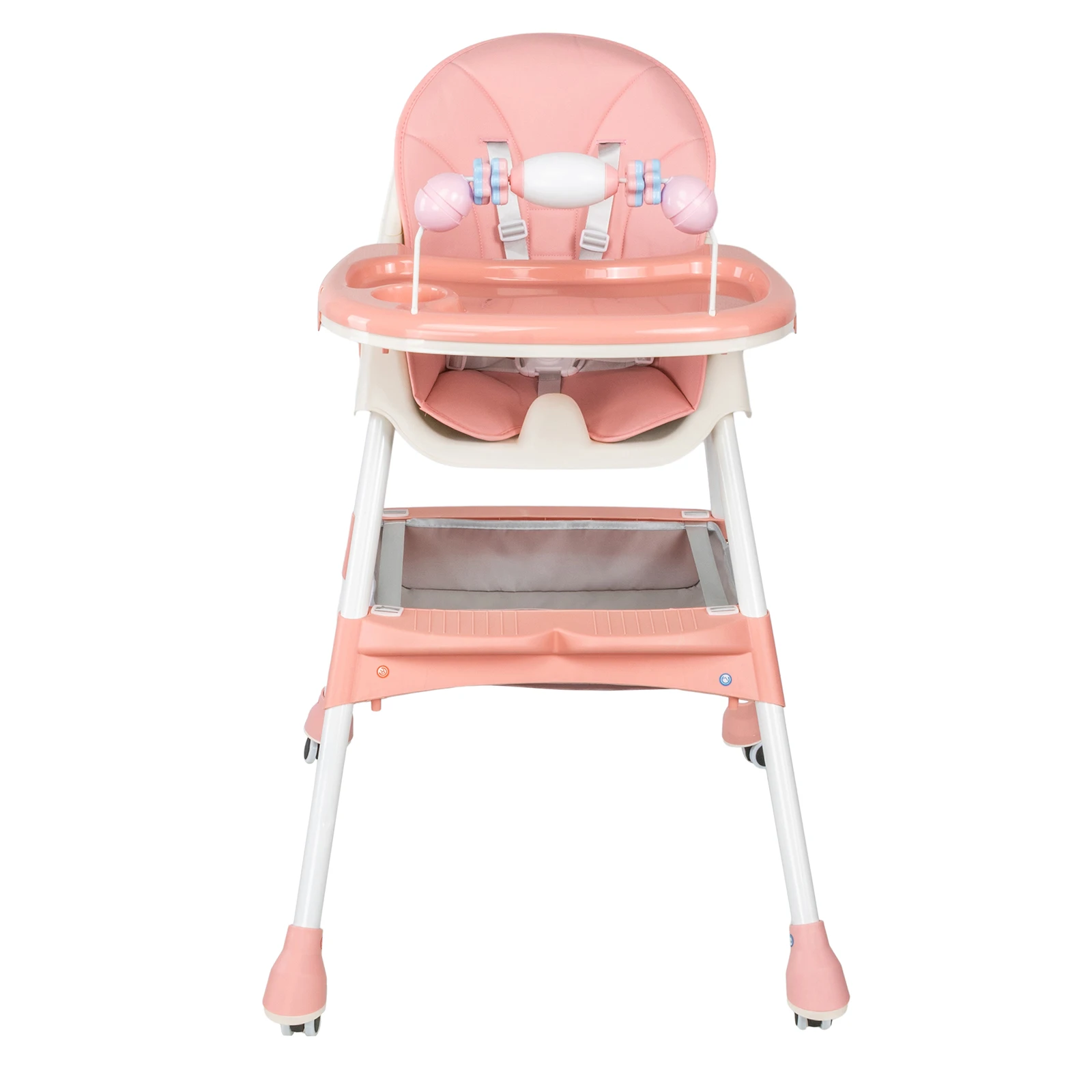 3-In-1 Foldable Baby Highchairs with Double-Layer Dinner Plate and Toy Rack,Anti-Slip Pad Easy-to-Clean Feeding Eat & Play Convertible Dining Chairs For 6 Months Plus Baby