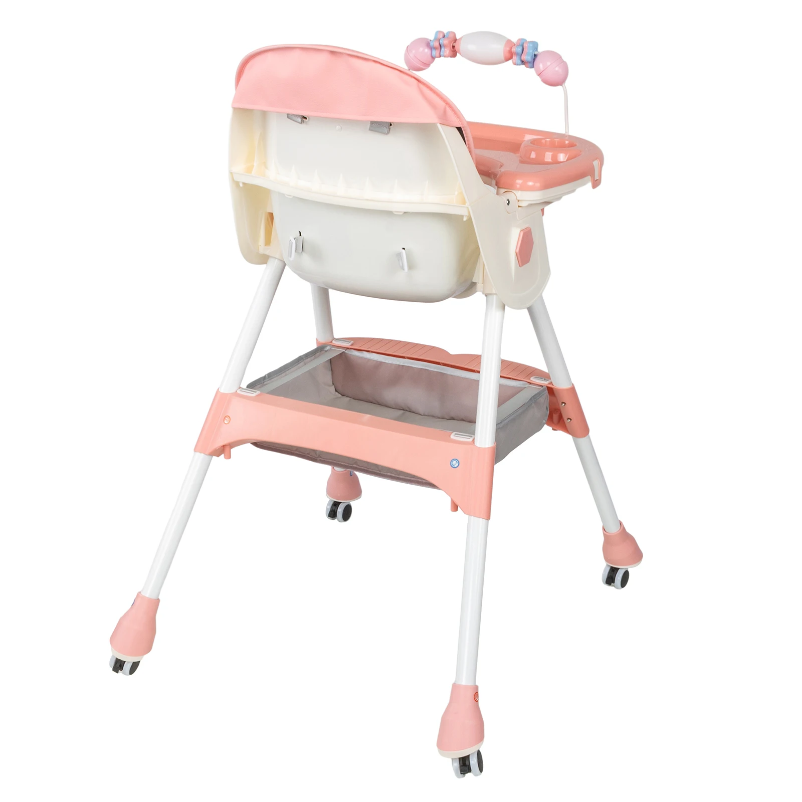 3-In-1 Foldable Baby Highchairs with Double-Layer Dinner Plate and Toy Rack,Anti-Slip Pad Easy-to-Clean Feeding Eat & Play Convertible Dining Chairs For 6 Months Plus Baby