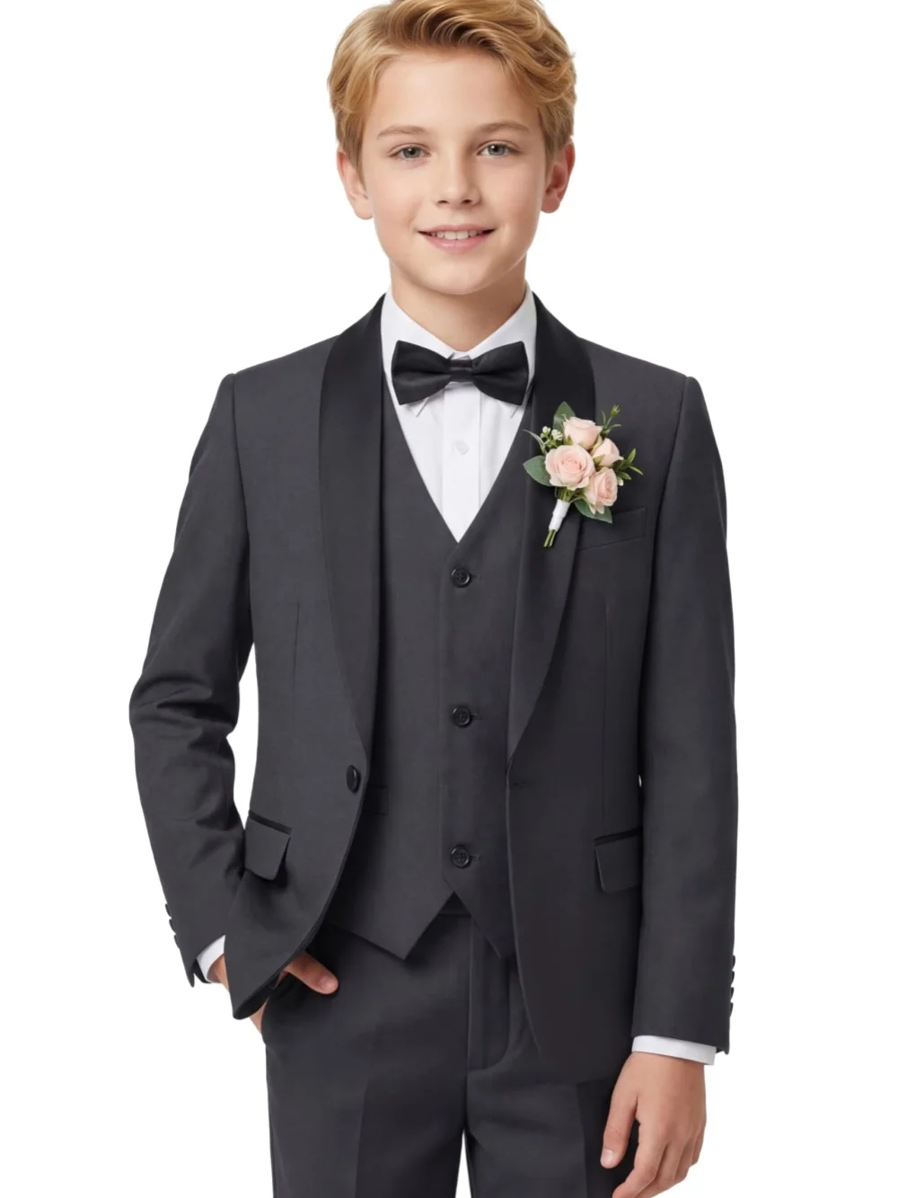 Fast Delivery Boys Suit Set 3 Pieces Wedding Ring Bearer Outfit Classic Shawl Lapel Kids Formal Tuxedo Stage Performance Wear