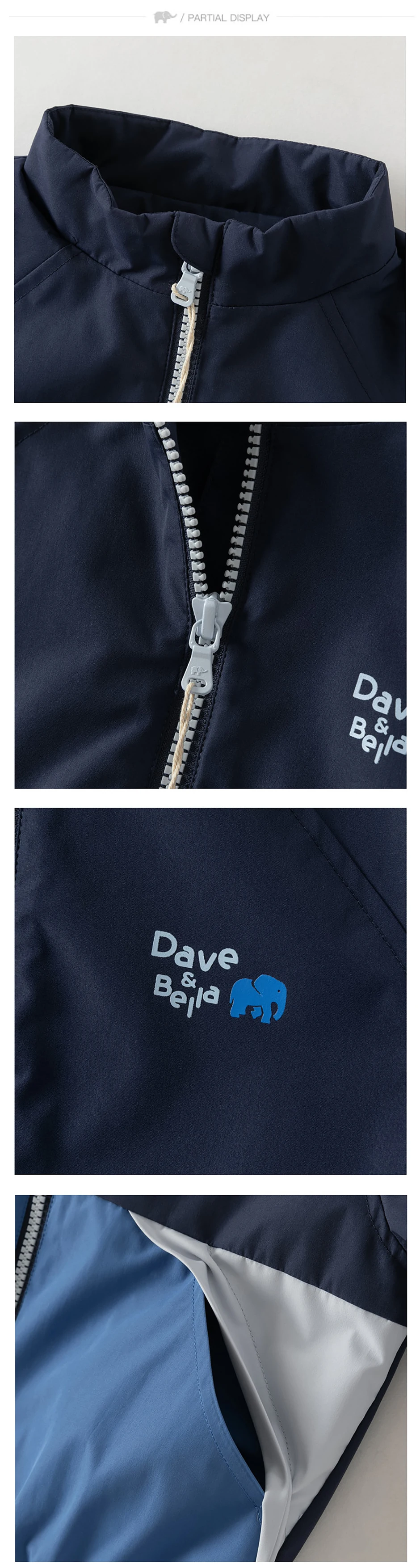 Dave Bella Jacket Autumn Coats for Children Spring Boys Clothes Outerwear Fashion Long Sleeve Outdoor Casual Patchwork DB3262545