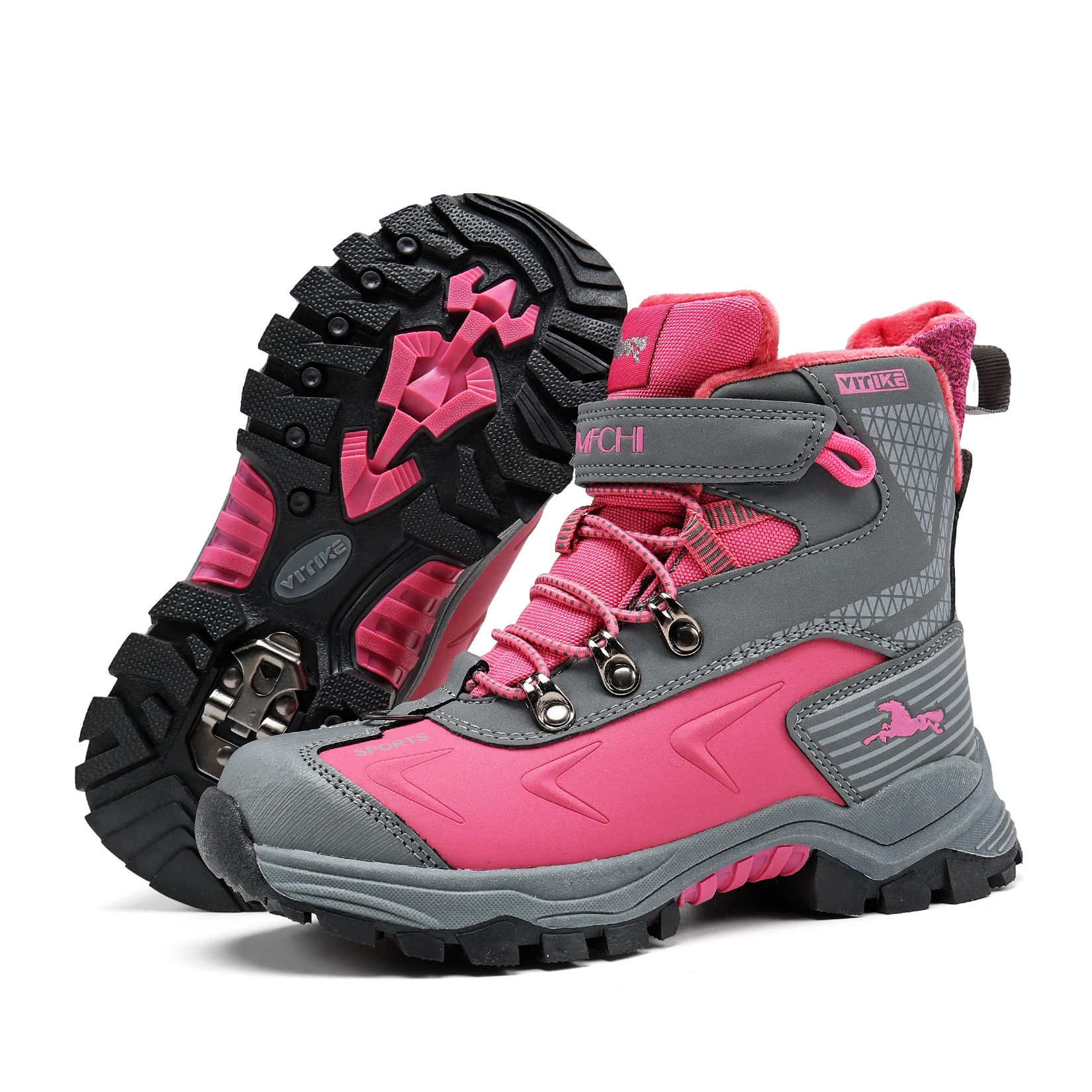 Kids Hiking Boots Outdoor Walking Climbing Sneaker Comfortable Snow Shoes Antiskid Steel Buckle Sole for Boys And Girls