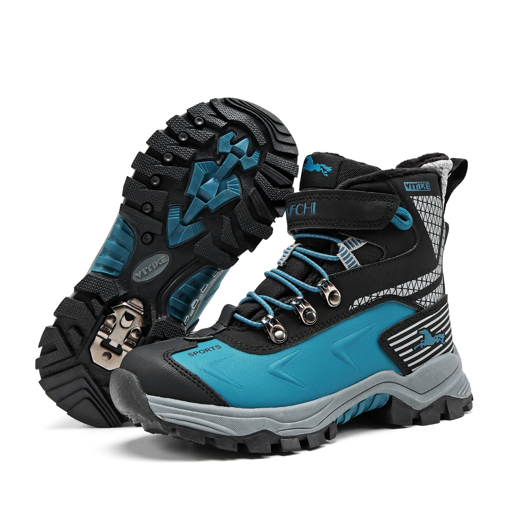Kids Hiking Boots Outdoor Walking Climbing Sneaker Comfortable Snow Shoes Antiskid Steel Buckle Sole for Boys And Girls