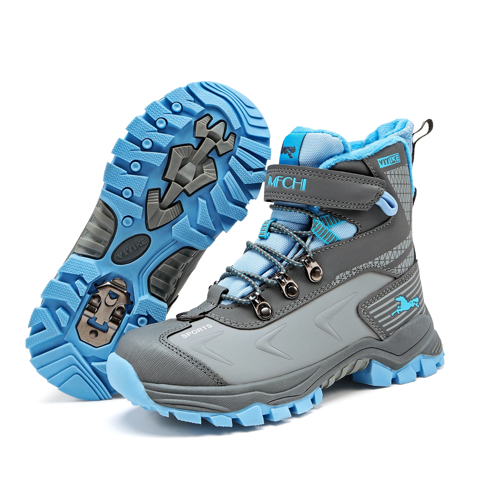 Kids Hiking Boots Outdoor Walking Climbing Sneaker Comfortable Snow Shoes Antiskid Steel Buckle Sole for Boys And Girls